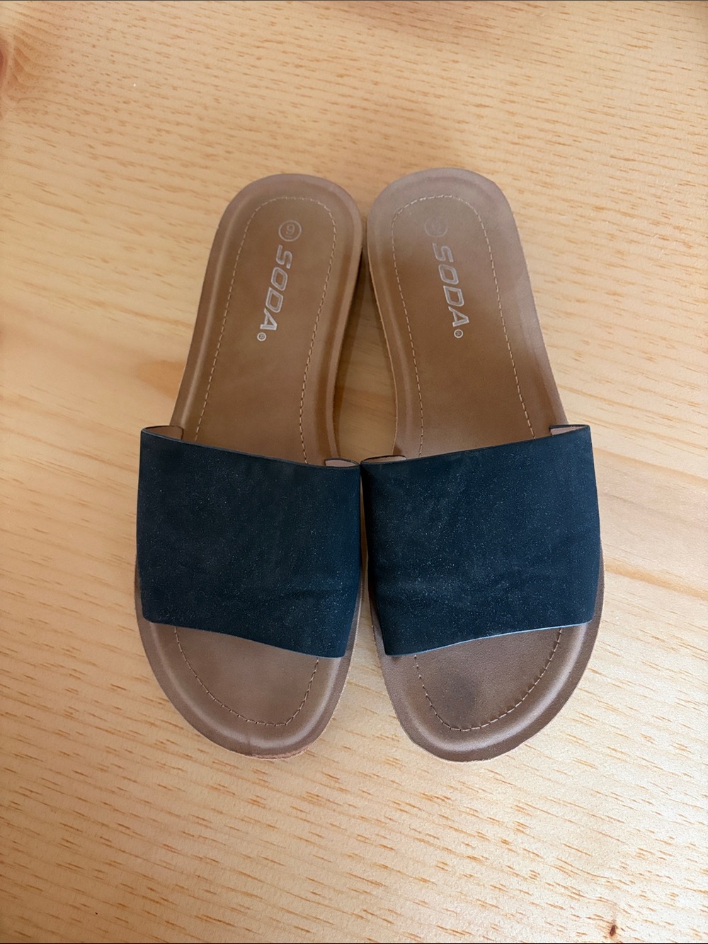 Soda Black Slide Sandals